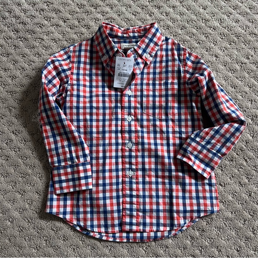 Boys Crewcuts Button-Down Shirt, Size 2 NWT 🔵🟠